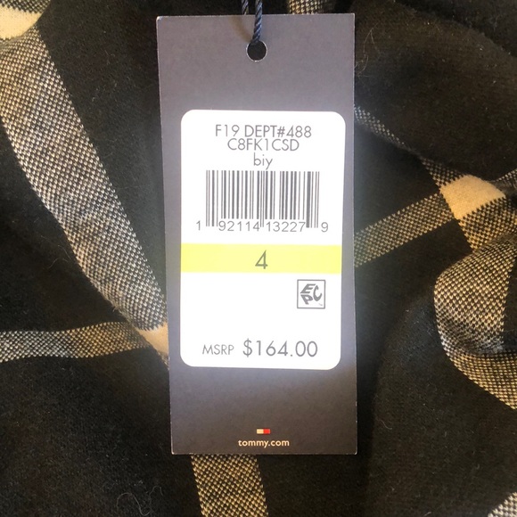 NWT Tommy Hilfiger Black and White Plaid Dress - Picture 5 of 6